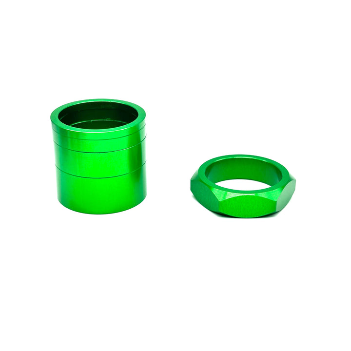 BILLET BMX RETRO NUTS 6 POINT HEADSET SPACER SET STEM CAP BIL-HSSPACER-DZNUT-RED
