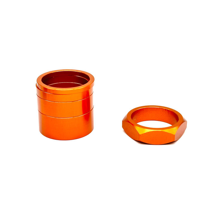 BILLET BMX RETRO NUTS 6 POINT HEADSET SPACER SET STEM CAP BIL-HSSPACER-DZNUT-RED