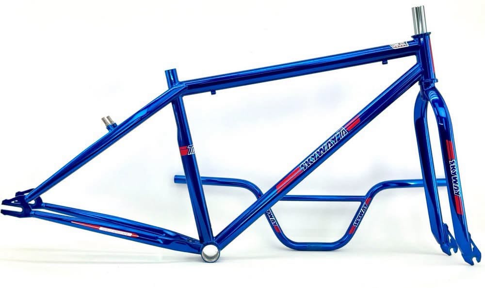 SKYWAY 26" T/A PRO XL FRAME, FORK AND HANDLEBAR SET - CANDY CHROME BLUE