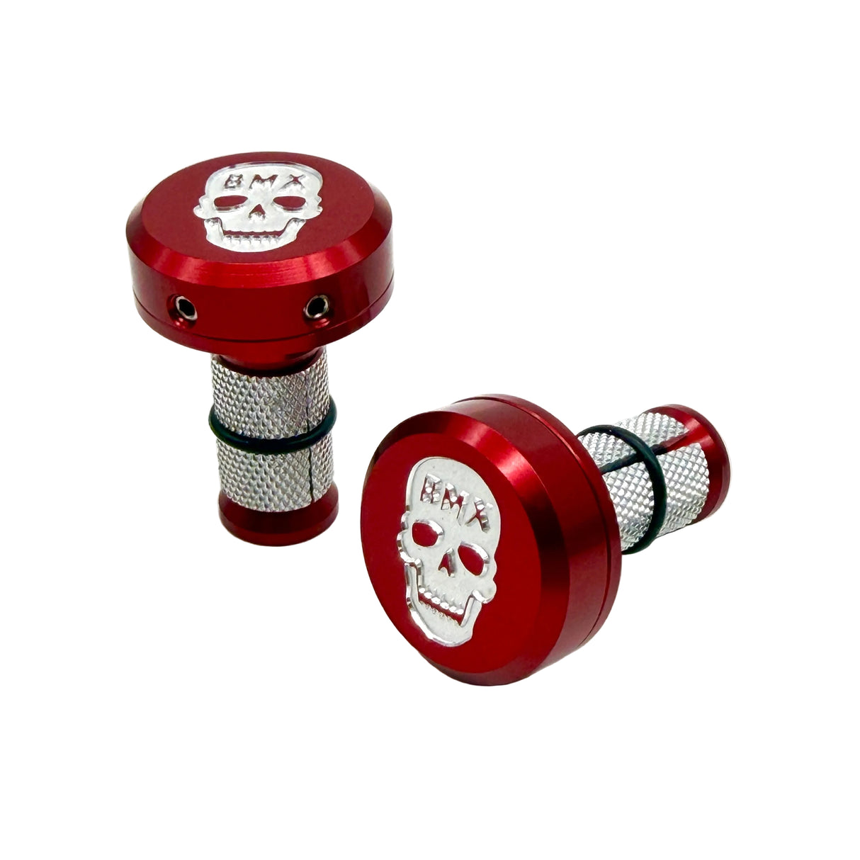 BILLET BMX SKULL LOGO HIDDEN BOLT HANDLEBAR ENDS
