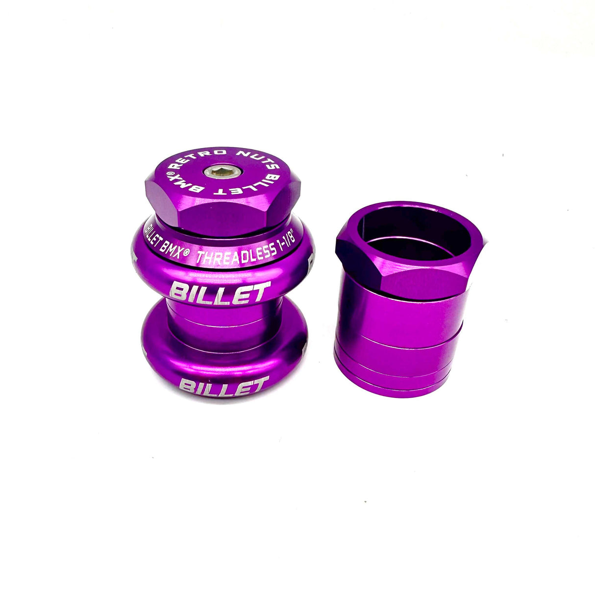 BILLET BMX RETRO NUTS 6 POINT THREADLESS HEADSET KIT 1-1/8 HEADSET BIL-HEADSET-RETRONUT-1-1/8-RED