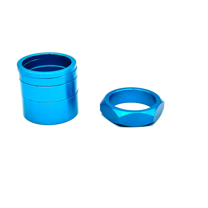 BILLET BMX RETRO NUTS 6 POINT HEADSET SPACER SET STEM CAP BIL-HSSPACER-DZNUT-RED