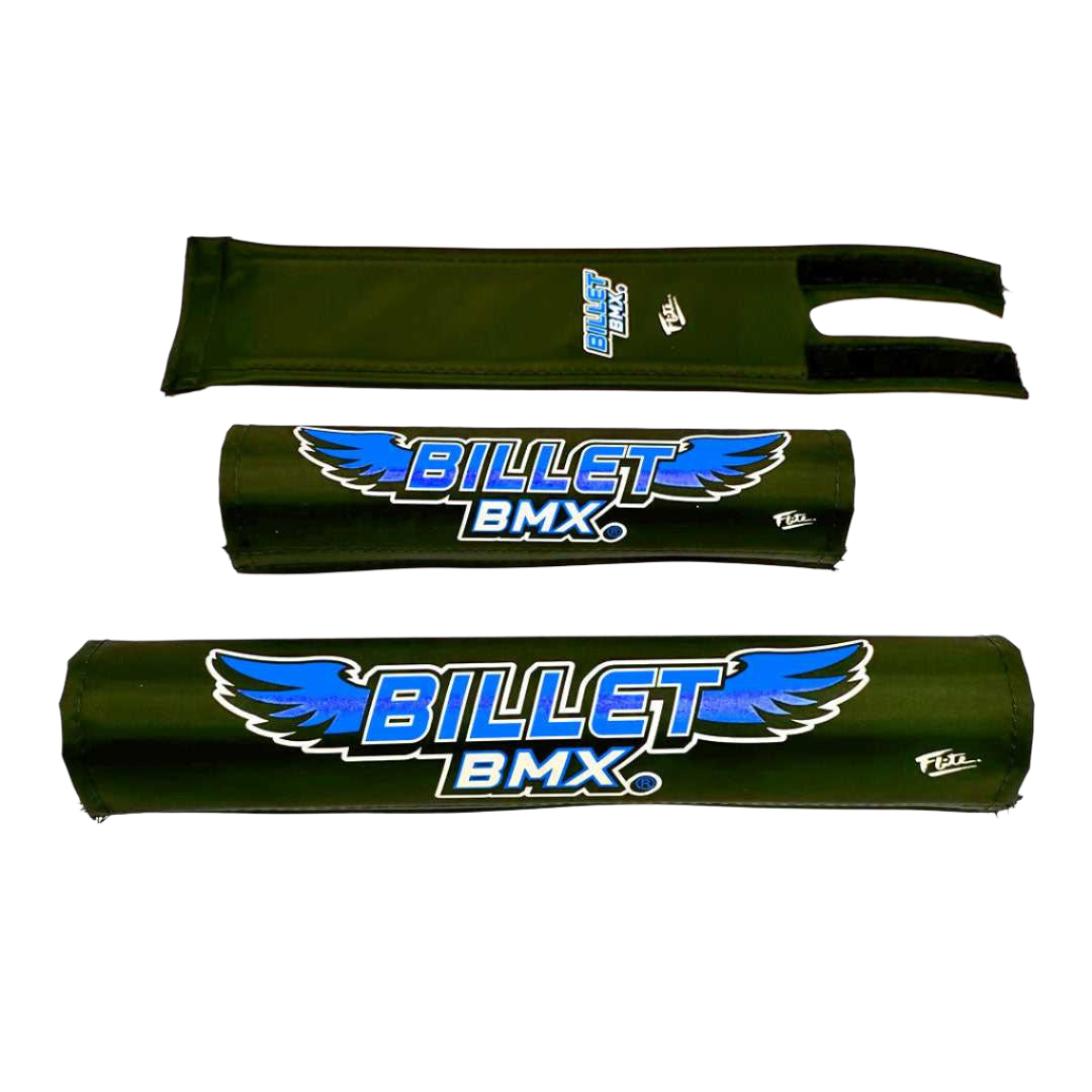 BILLET BMX WING LOGO FLITE PAD SET BLACK BIL-PADSET-WING-BLK-RED