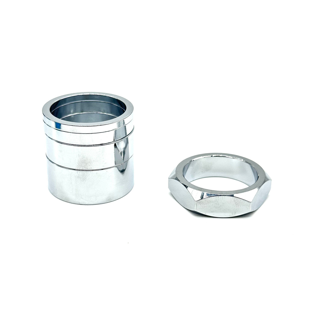BILLET BMX RETRO NUTS 6 POINT HEADSET SPACER SET STEM CAP BIL-HSSPACER-DZNUT-RED