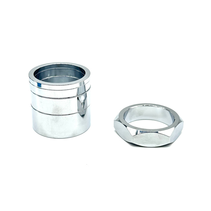BILLET BMX RETRO NUTS 6 POINT HEADSET SPACER SET STEM CAP BIL-HSSPACER-DZNUT-RED
