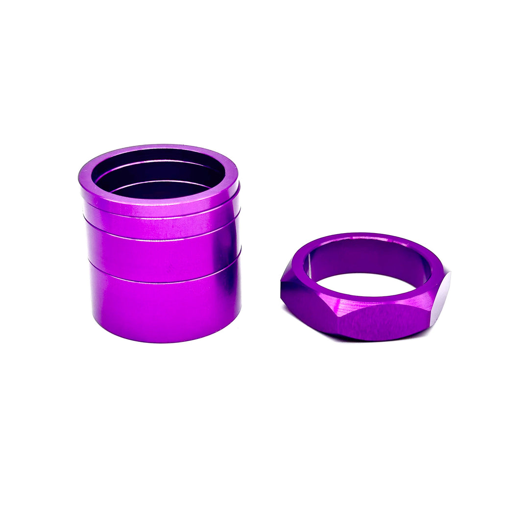 BILLET BMX RETRO NUTS 6 POINT HEADSET SPACER SET STEM CAP BIL-HSSPACER-DZNUT-RED