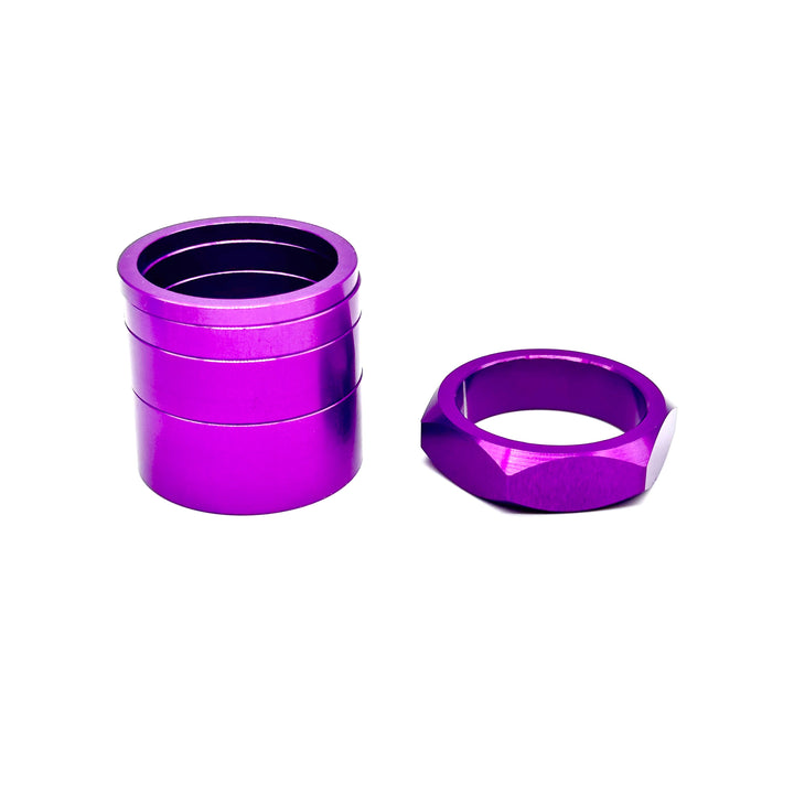 BILLET BMX RETRO NUTS 6 POINT HEADSET SPACER SET STEM CAP BIL-HSSPACER-DZNUT-RED