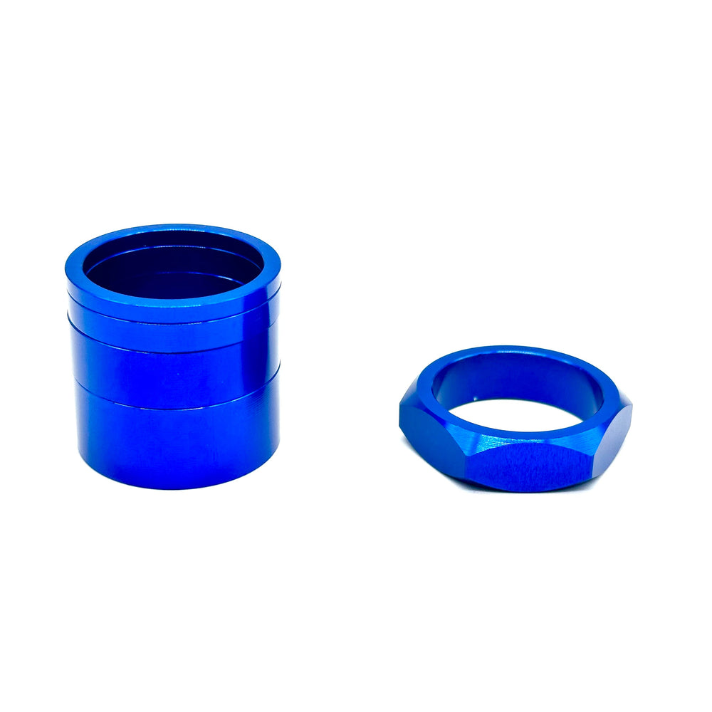 BILLET BMX RETRO NUTS 6 POINT HEADSET SPACER SET STEM CAP BIL-HSSPACER-DZNUT-RED