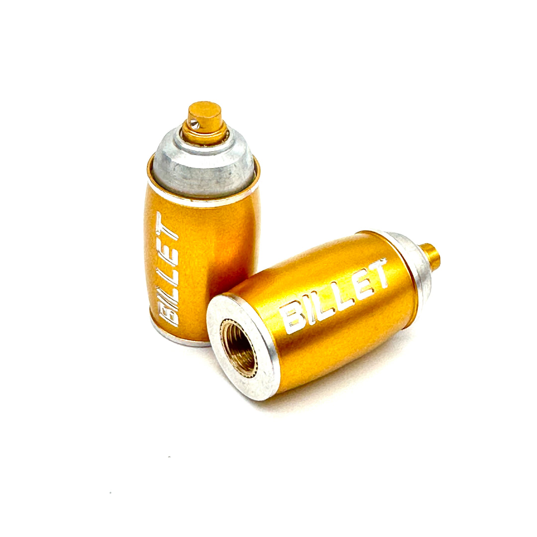 BILLET BMX™ Spray Paint Can Valve Stem Caps (2 Pack) Bicycle Axle Nut BIL-VALVECAP-SPRAYCAN-BLK