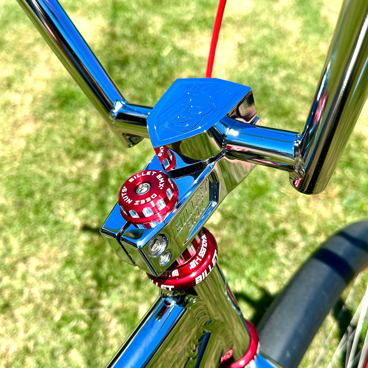 BLEM BILLET BMX SHIELD TOP LOAD STEM 57MM COLLECTOR SERIES STEMS BIL-STEM-57-SHIELD-RED