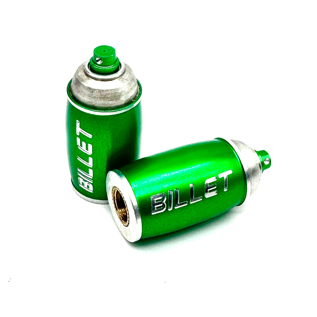 BILLET BMX™ Spray Paint Can Valve Stem Caps (2 Pack) Bicycle Axle Nut BIL-VALVECAP-SPRAYCAN-BLK