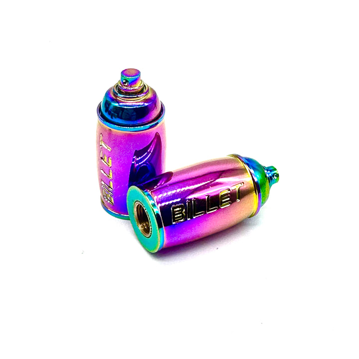 BILLET BMX™ Spray Paint Can Valve Stem Caps (2 Pack) Bicycle Axle Nut BIL-VALVECAP-SPRAYCAN-BLK