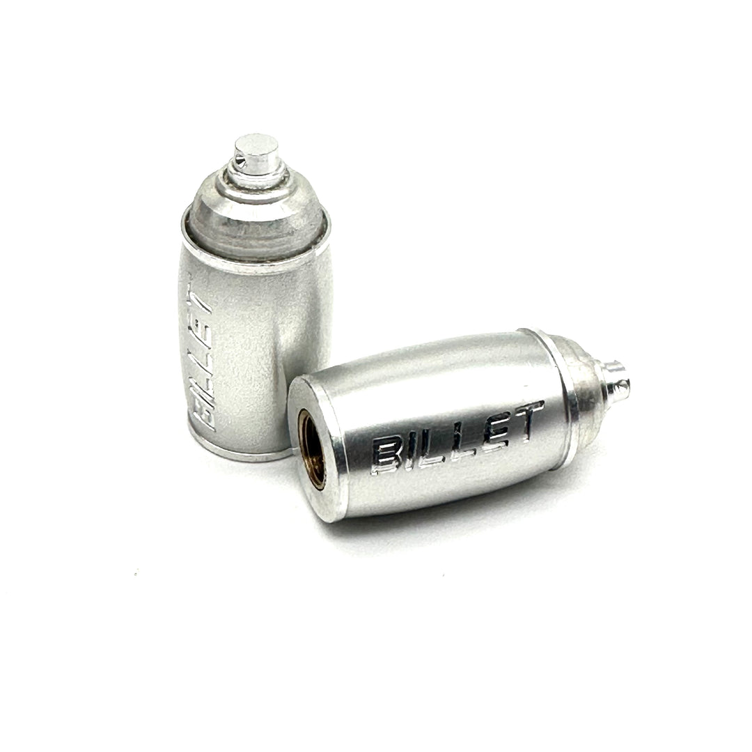 BILLET BMX™ Spray Paint Can Valve Stem Caps (2 Pack) Bicycle Axle Nut BIL-VALVECAP-SPRAYCAN-BLK
