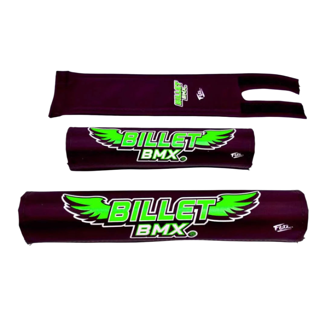 BILLET BMX WING LOGO FLITE PAD SET BLACK BIL-PADSET-WING-BLK-RED