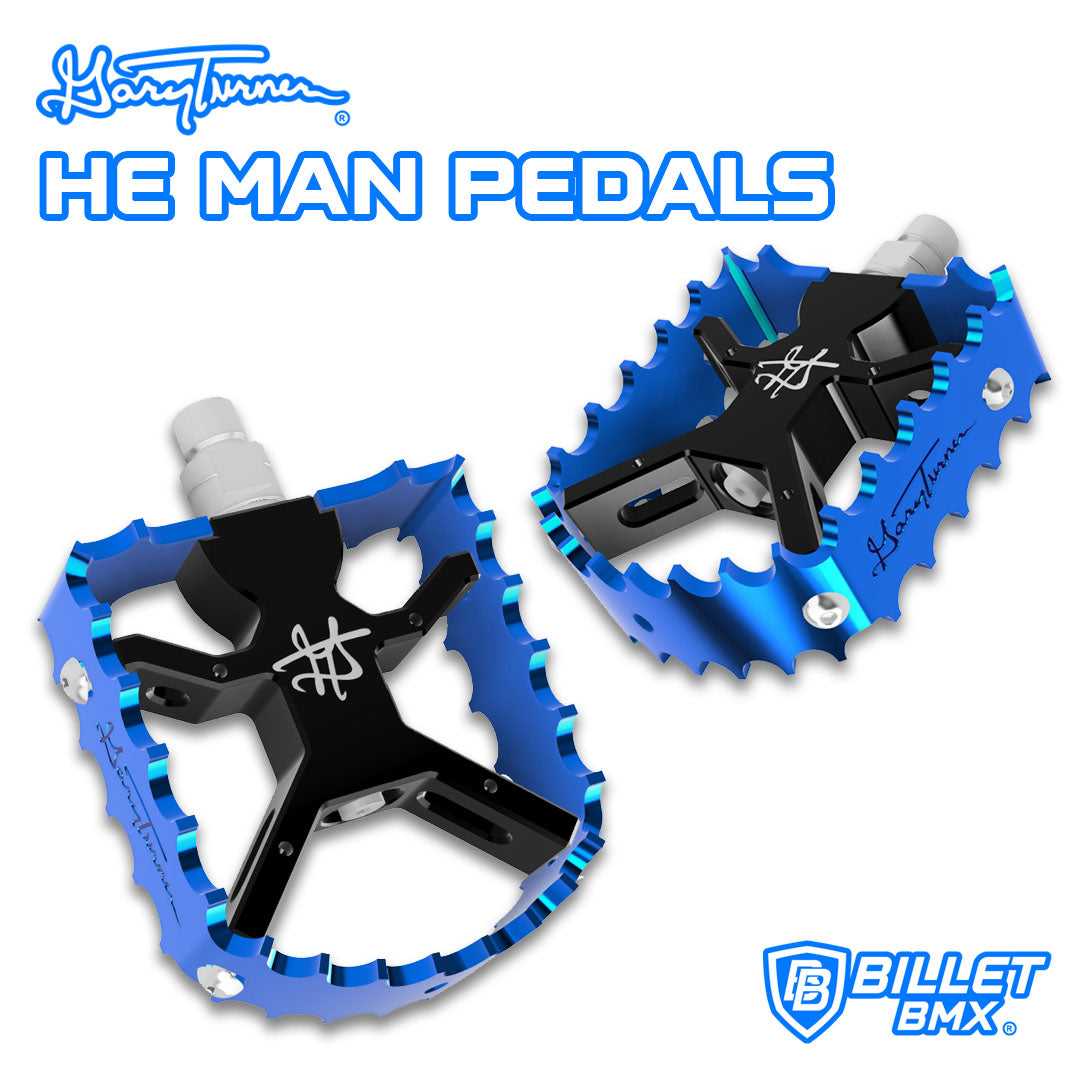 GARY TURNER X BILLET BMX HE MAN PEDAL SET 9/16 PEDALS BIL-PED-HEMAN-GARYTURNER-BLK-RED