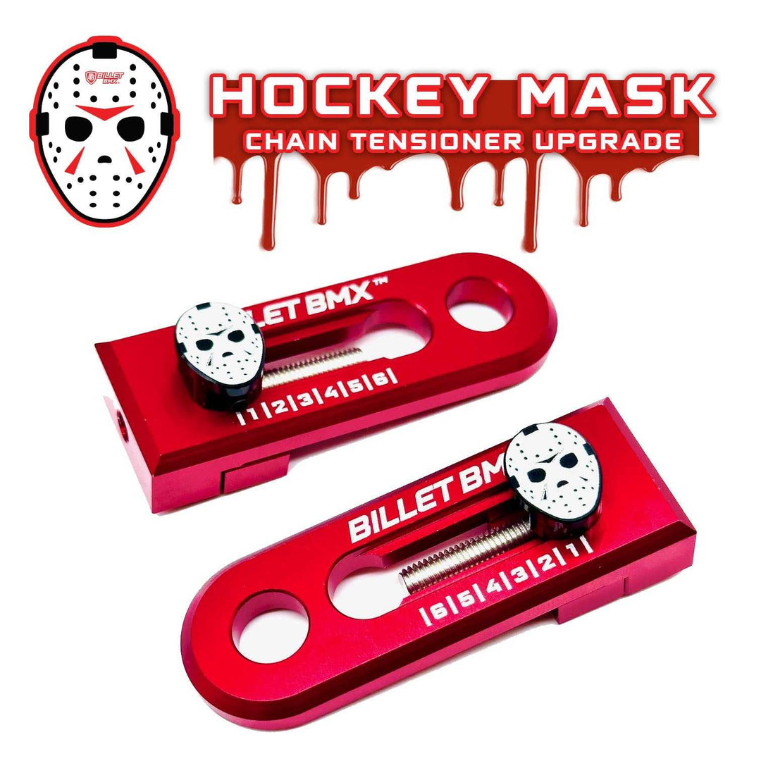BILLET BMX JASON HOCKEY MASK UPGRADE FOR CHAIN TENSIONERS (2 Pack) CHAIN TENSIONERS BIL-SHIELD-HOCKEYMASK-BLK