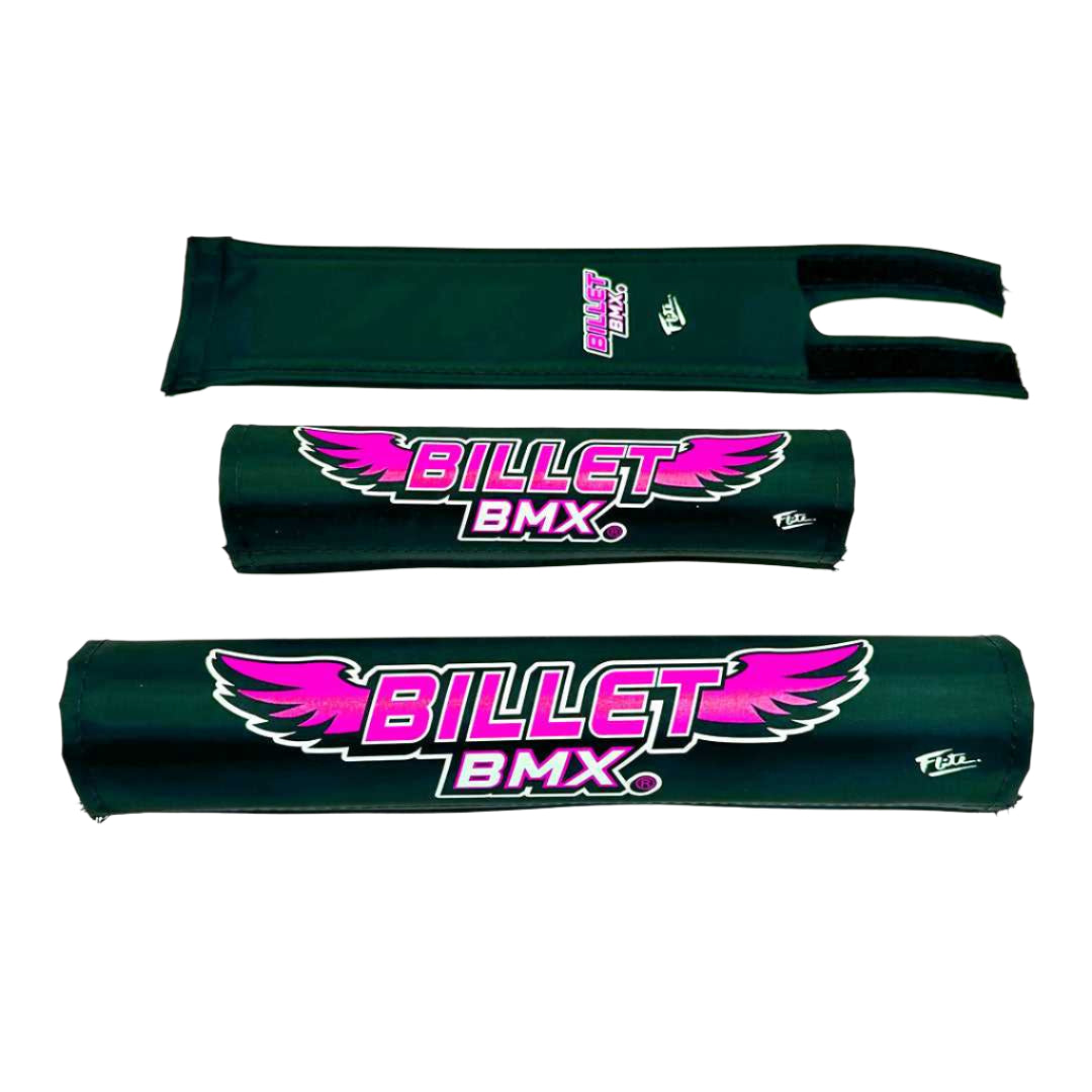BILLET BMX WING LOGO FLITE PAD SET BLACK BIL-PADSET-WING-BLK-RED