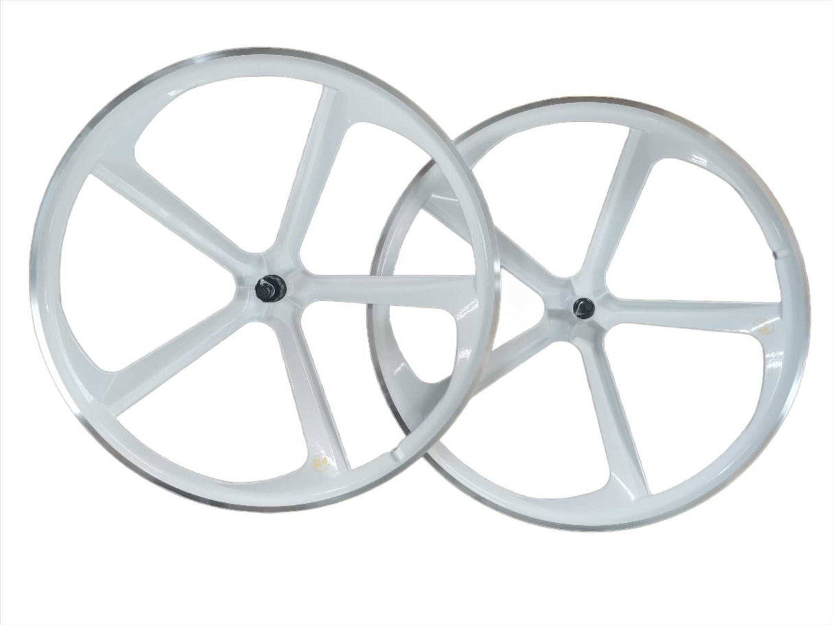 R4 Premium CNC 29″ BMX 5-Spoke Alloy Bicycle Sealed Wheel set, White, CNC for Pad Brakes 29" BMX Mags sku-43701437661355