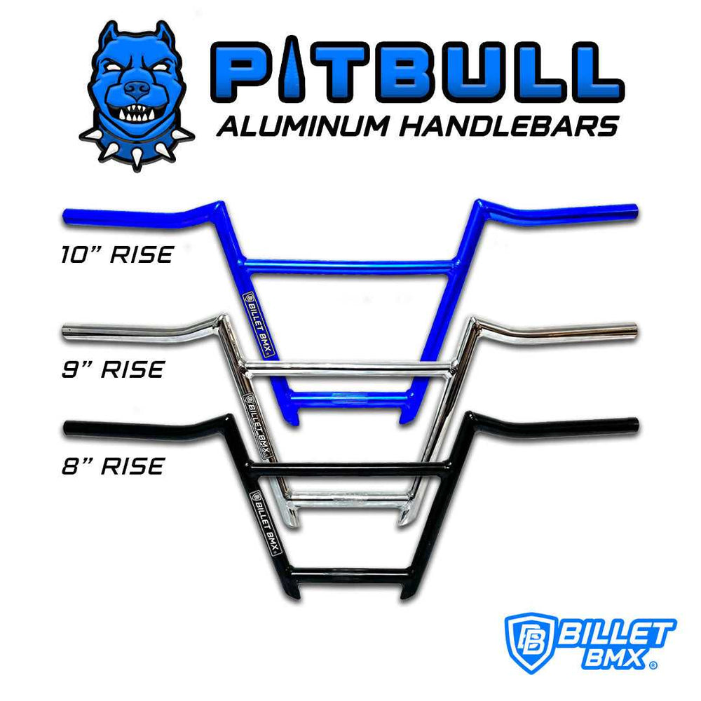 BILLET BMX PITBULL ALUMINUM 6 PIECE BMX HANDLEBARS 8" BIL-HANDLEBAR-PITBULL-8-RED