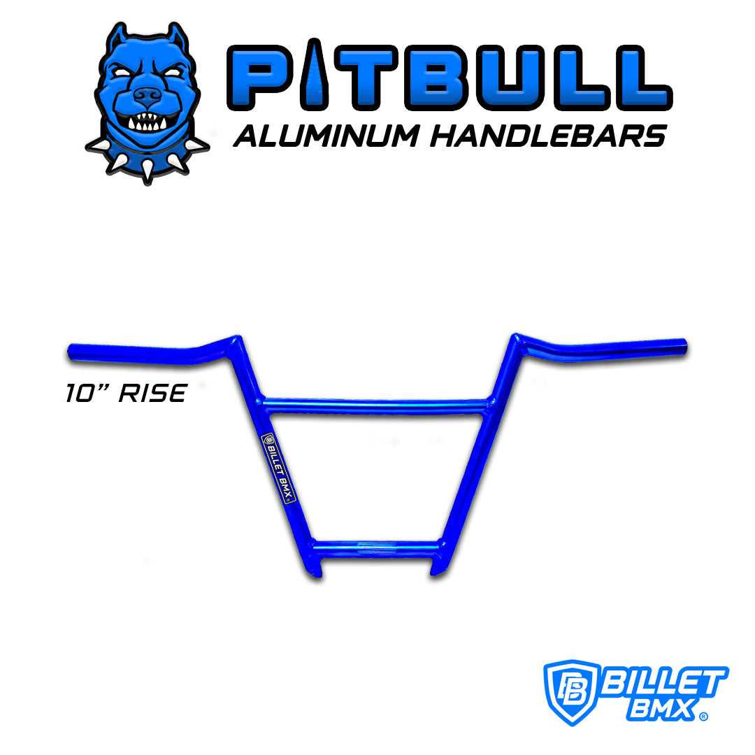 BILLET BMX PITBULL ALUMINUM 6 PIECE BMX HANDLEBARS 10" BIL-HANDLEBAR-PITBULL-10-RED