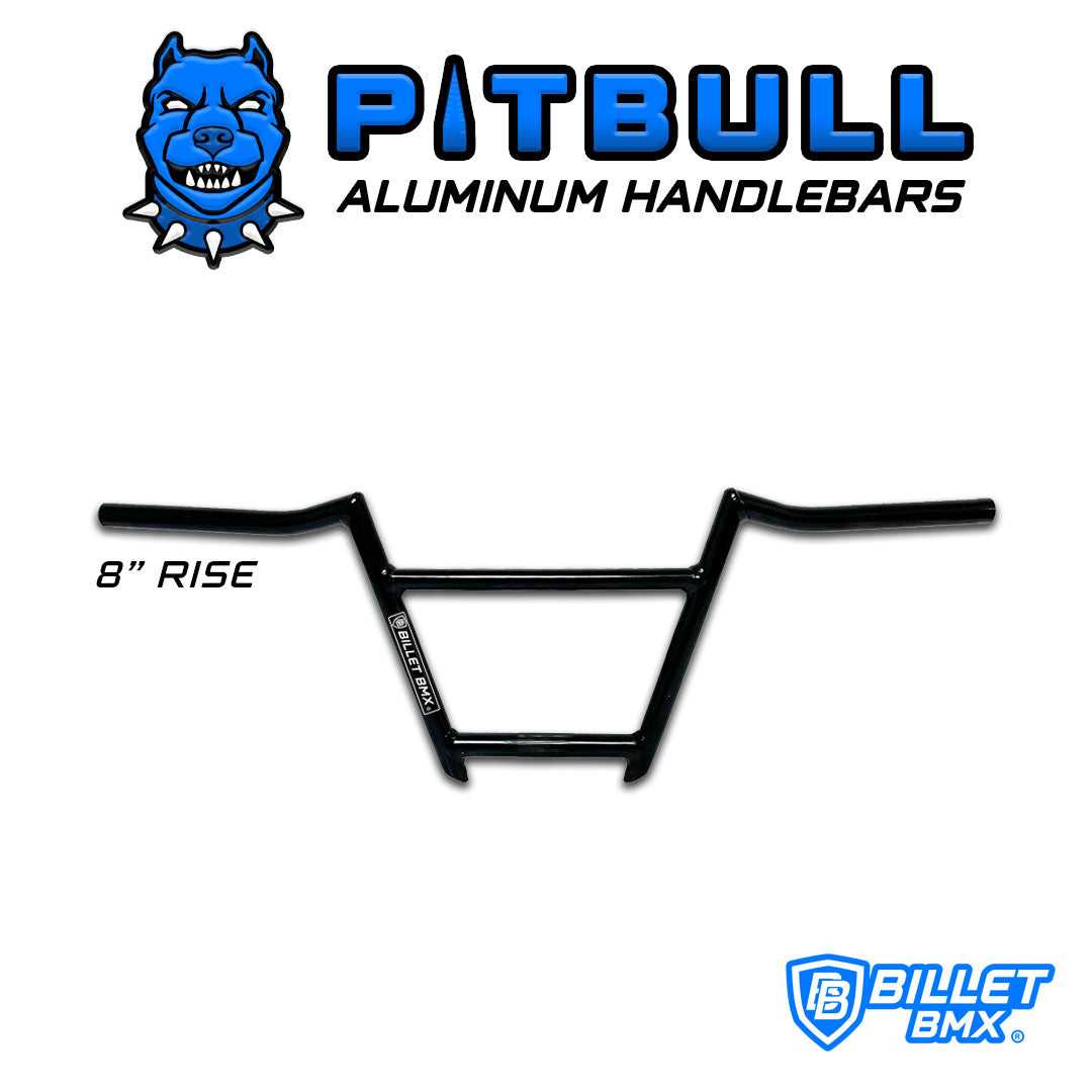 BILLET BMX PITBULL ALUMINUM 6 PIECE BMX HANDLEBARS 8" BIL-HANDLEBAR-PITBULL-8-RED
