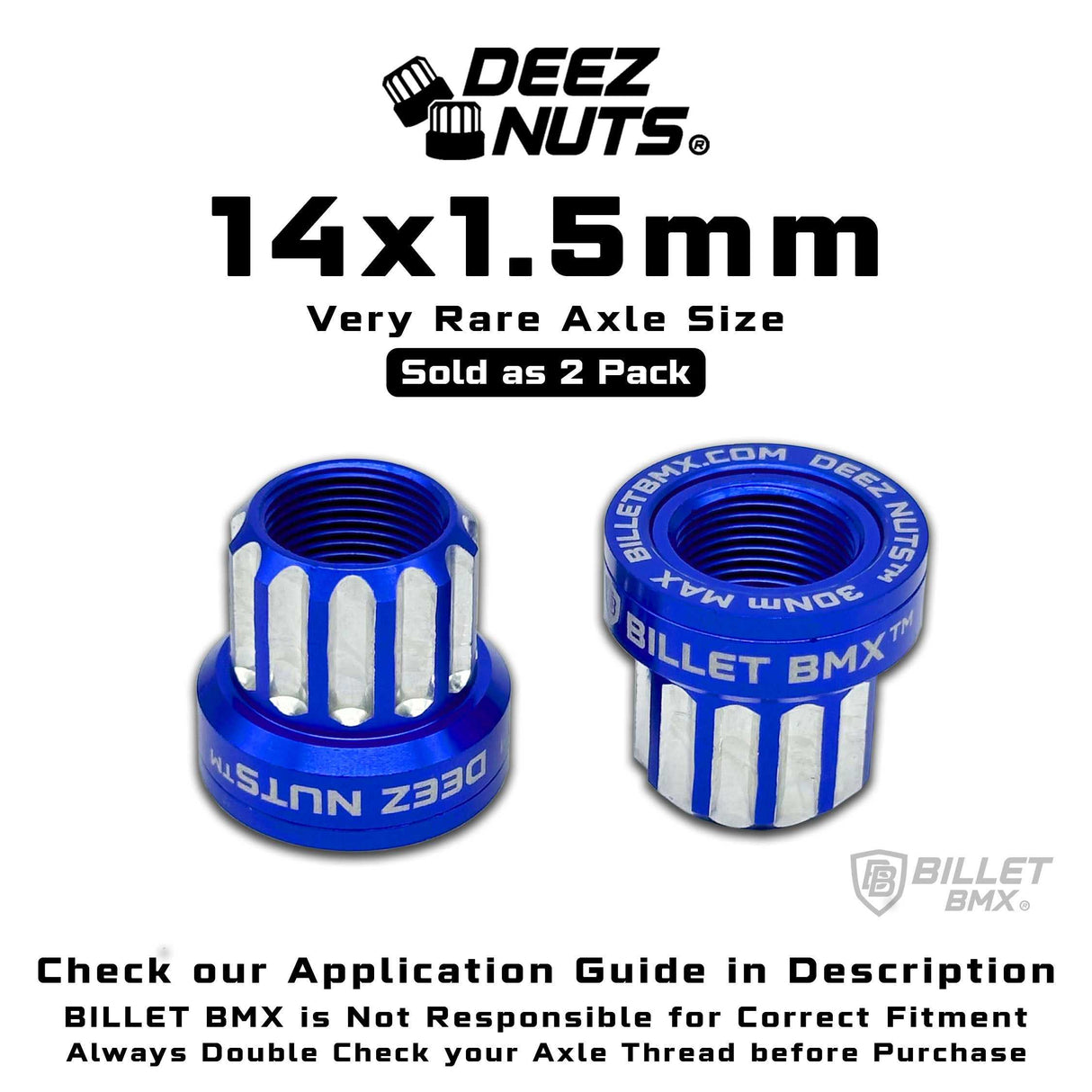 BILLET BMX Deez Nuts 12 Point Bike Axle Nuts 14x1.50mm SPECIAL SIZE FOR ZOOZ REAR (2-Pack) Bicycle Axle Nut BIL-DZNUT-14X1.5-12-RED