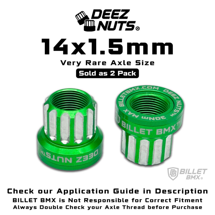 BILLET BMX Deez Nuts 12 Point Bike Axle Nuts 14x1.50mm SPECIAL SIZE FOR ZOOZ REAR (2-Pack) Bicycle Axle Nut BIL-DZNUT-14X1.5-12-RED