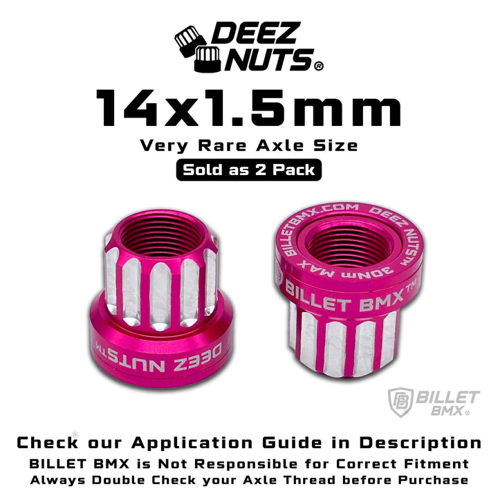 BILLET BMX Deez Nuts 12 Point Bike Axle Nuts 14x1.50mm SPECIAL SIZE FOR ZOOZ REAR (2-Pack) Bicycle Axle Nut BIL-DZNUT-14X1.5-12-RED