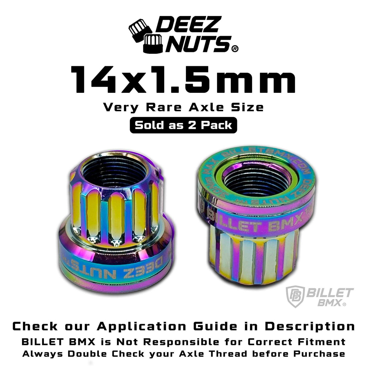 BILLET BMX Deez Nuts 12 Point Bike Axle Nuts 14x1.50mm SPECIAL SIZE FOR ZOOZ REAR (2-Pack) Bicycle Axle Nut BIL-DZNUT-14X1.5-12-RED