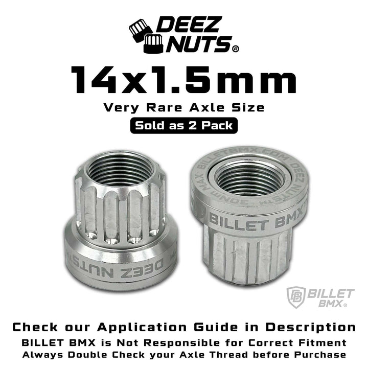 BILLET BMX Deez Nuts 12 Point Bike Axle Nuts 14x1.50mm SPECIAL SIZE FOR ZOOZ REAR (2-Pack) Bicycle Axle Nut BIL-DZNUT-14X1.5-12-RED