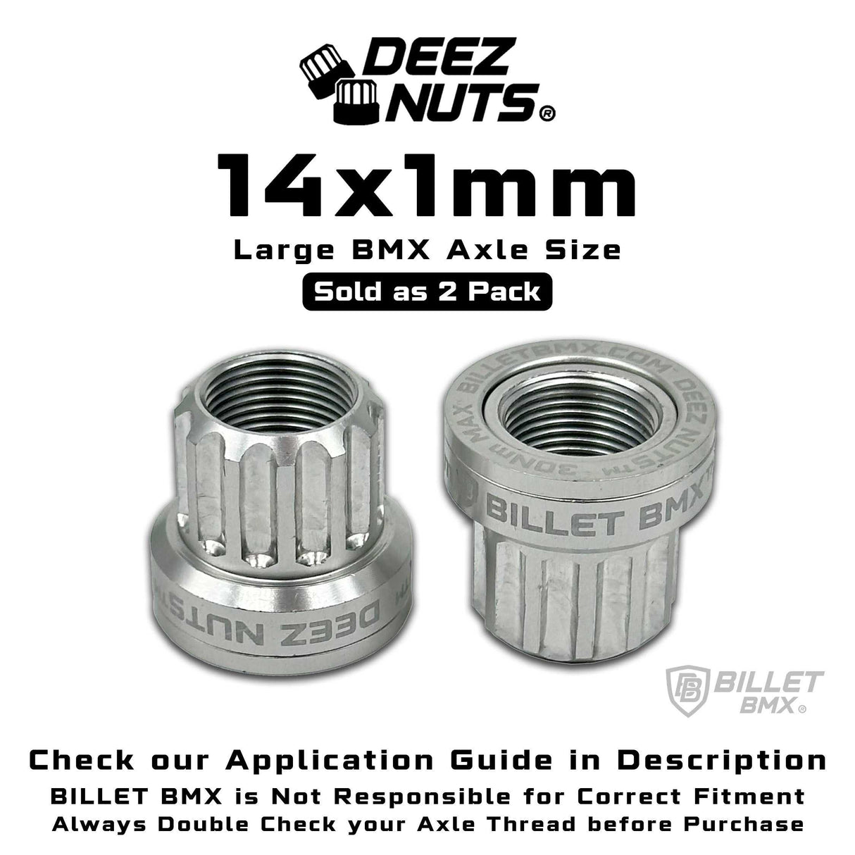 BILLET BMX Deez Nuts 12 Point Bike Axle Nuts 14x1mm (2-Pack) Bicycle Axle Nut BIL-DZNUT-14X1-12-RED