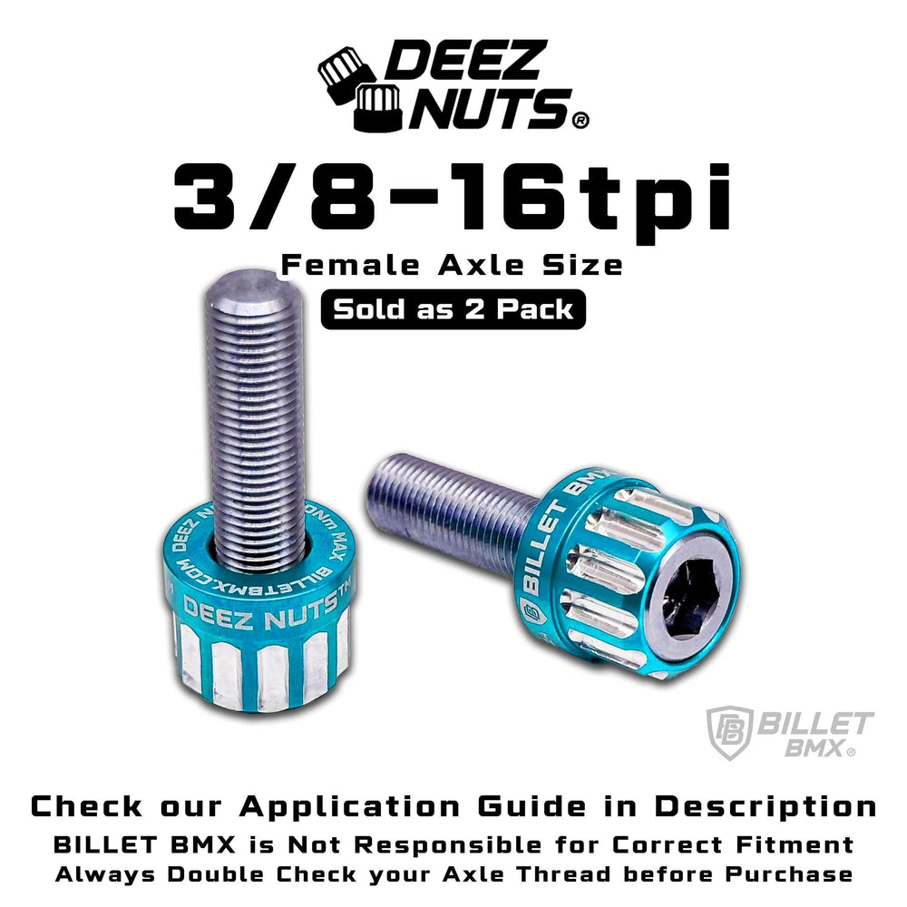 BILLET BMX™ Deez Nuts™ 12 Point Volcano Bolts for Female Hubs 3/8"-16 tpi Titanium (2 Pack) Bicycle Axle Nut BIL-DZBLT-38X16-12-RED