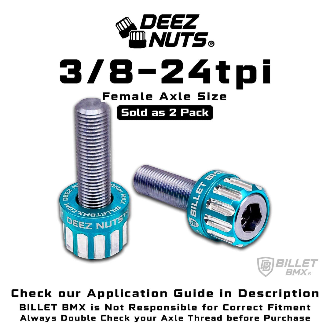 BILLET BMX™ Deez Nuts™ 12 Point Volcano Bolts for Female Hubs 3/8"-24 tpi (2 Pack) Bicycle Axle Nut BIL-DZBLT-38X24-12-RED