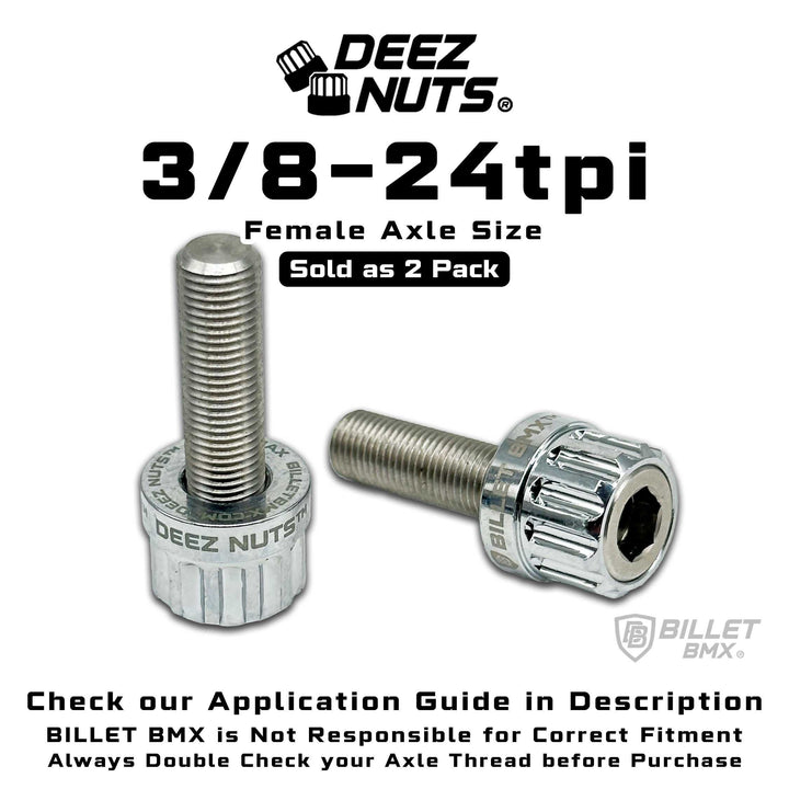 BILLET BMX™ Deez Nuts™ 12 Point Volcano Bolts for Female Hubs 3/8"-24 tpi (2 Pack) Bicycle Axle Nut BIL-DZBLT-38X24-12-RED