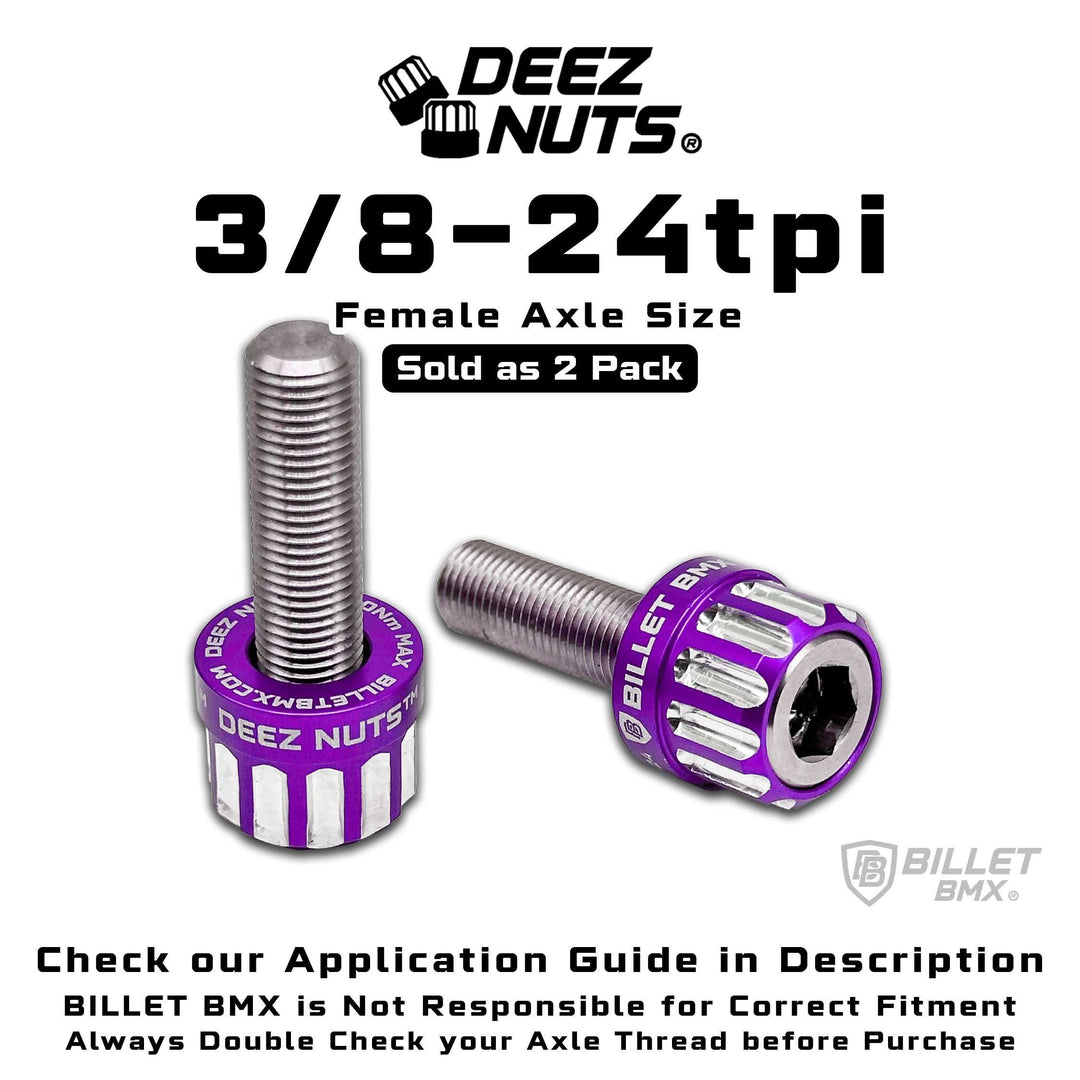 BILLET BMX™ Deez Nuts™ 12 Point Volcano Bolts for Female Hubs 3/8"-24 tpi (2 Pack) Bicycle Axle Nut BIL-DZBLT-38X24-12-RED