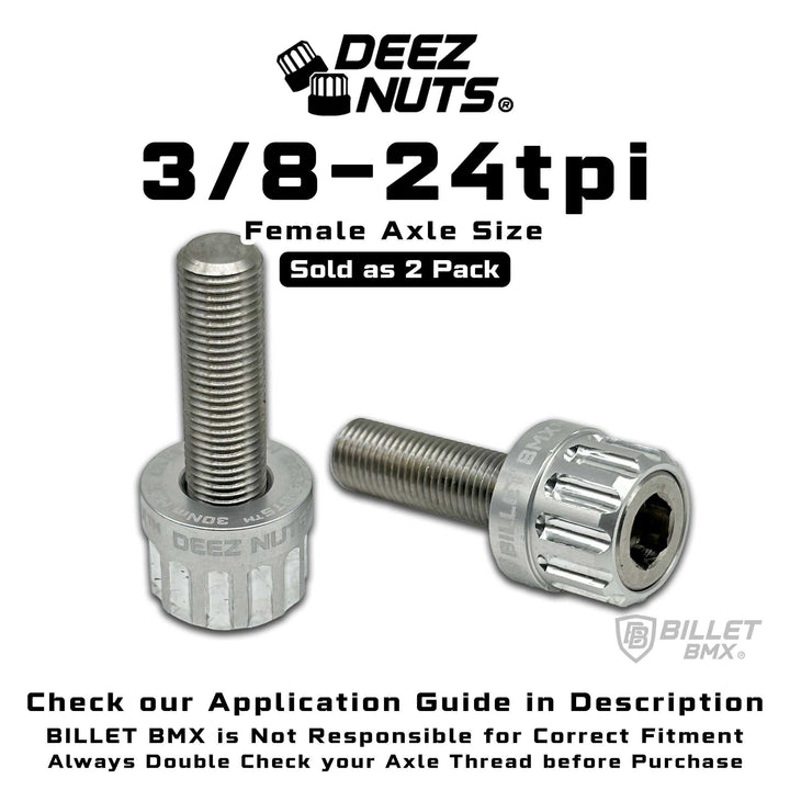 BILLET BMX™ Deez Nuts™ 12 Point Volcano Bolts for Female Hubs 3/8"-24 tpi (2 Pack) Bicycle Axle Nut BIL-DZBLT-38X24-12-RED