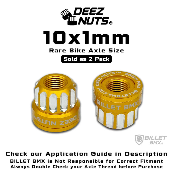 BILLET BMX Deez Nuts 12 Point Bike Axle Nuts 10X1mm (2-Pack) Bicycle Axle Nut BIL-DZNUT-10x1mm-12-BLK