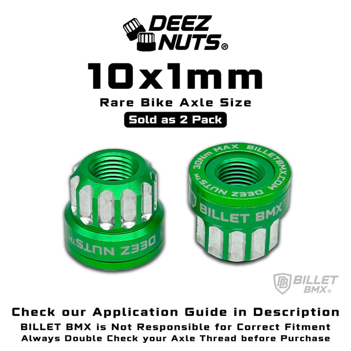 BILLET BMX Deez Nuts 12 Point Bike Axle Nuts 10X1mm (2-Pack) Bicycle Axle Nut BIL-DZNUT-10x1mm-12-BLK
