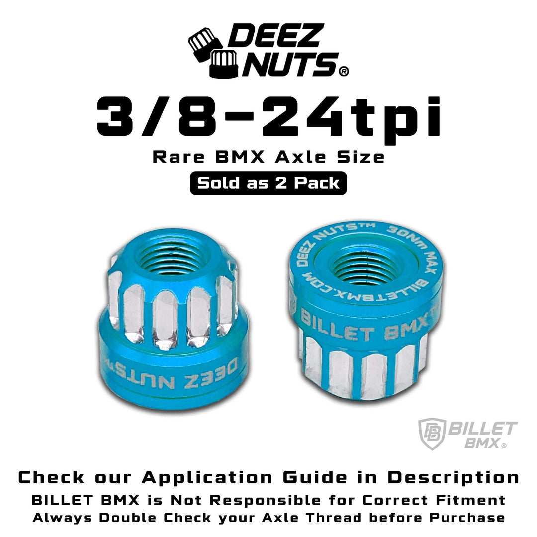 BILLET BMX Deez Nuts 12 Point Bike Axle Nuts 3/8"-24 tpi (2-Pack) Bicycle Axle Nut BIL-DZNUT-38X24-12-BLK