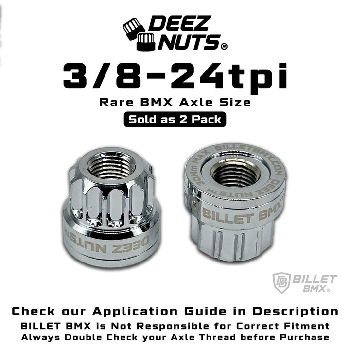BILLET BMX Deez Nuts 12 Point Bike Axle Nuts 3/8"-24 tpi (2-Pack) Bicycle Axle Nut BIL-DZNUT-38X24-12-BLK