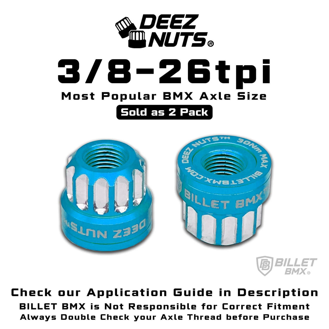 BILLET BMX Axle Nuts Deez Nuts 12 Point Bike Axle Nuts 3/8"-26tpi (2-Pack) Bicycle Axle Nut BIL-DZNUT-38X26-12-BLK