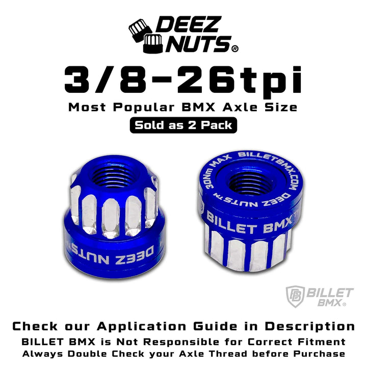 BILLET BMX Axle Nuts Deez Nuts 12 Point Bike Axle Nuts 3/8"-26tpi (2-Pack) Bicycle Axle Nut BIL-DZNUT-38X26-12-BLK