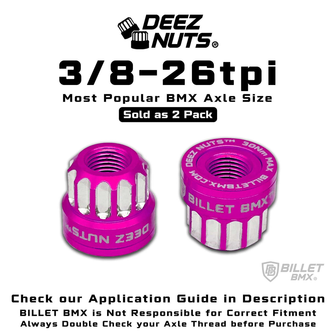 BILLET BMX Axle Nuts Deez Nuts 12 Point Bike Axle Nuts 3/8"-26tpi (2-Pack) Bicycle Axle Nut BIL-DZNUT-38X26-12-BLK