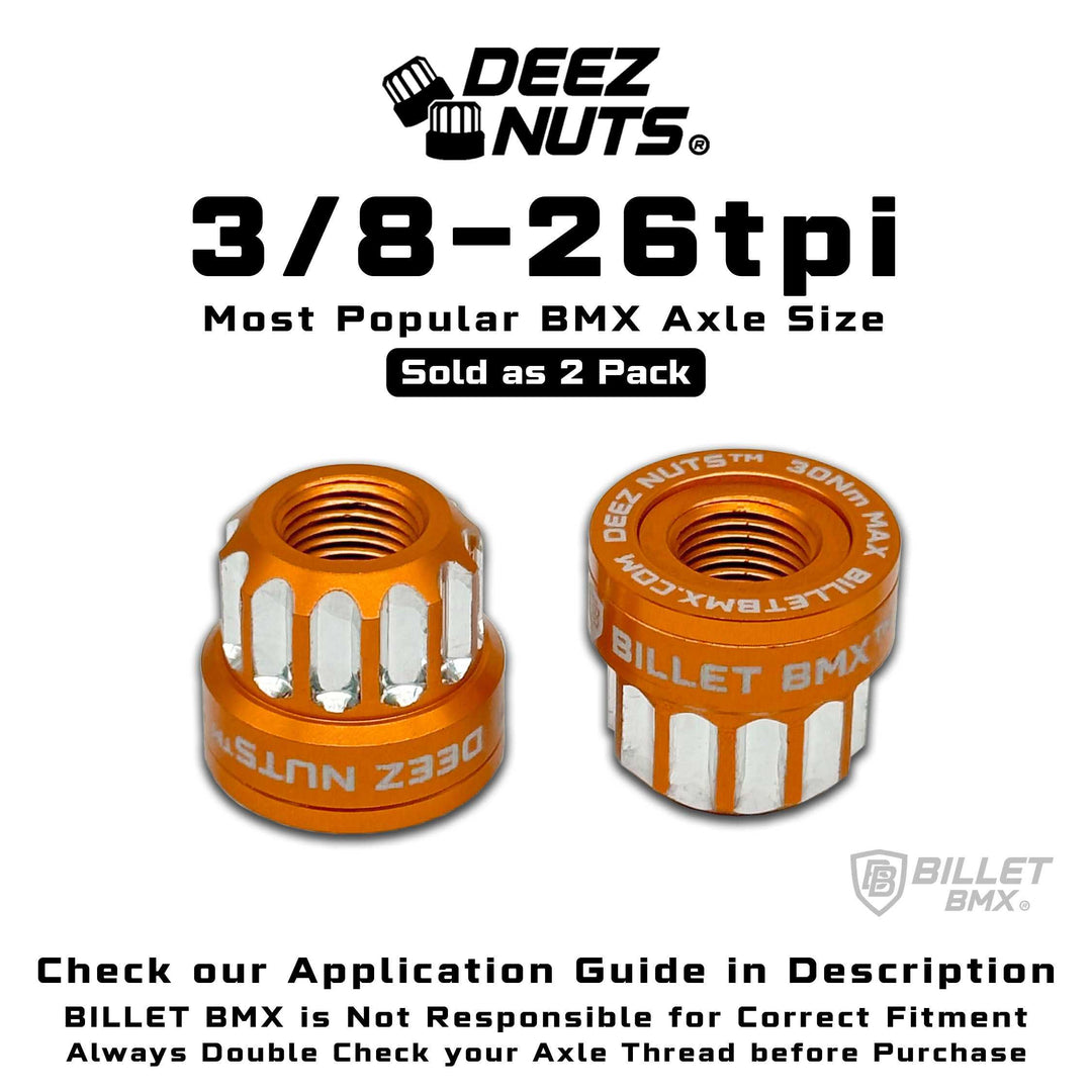 BILLET BMX Axle Nuts Deez Nuts 12 Point Bike Axle Nuts 3/8"-26tpi (2-Pack) Bicycle Axle Nut BIL-DZNUT-38X26-12-BLK