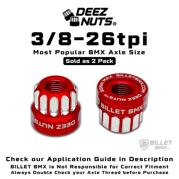 BILLET BMX Axle Nuts Deez Nuts 12 Point Bike Axle Nuts 3/8"-26tpi (2-Pack) Bicycle Axle Nut BIL-DZNUT-38X26-12-BLK