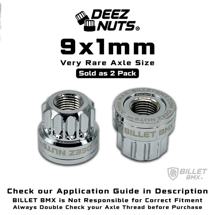 BILLET BMX Deez Nuts 12 Point Bike Axle Nuts 9x1mm SPECIAL SIZE FOR ZOOZ FRONT (2-Pack) Bicycle Axle Nut BIL-DZNUT-9X1-12-BLK