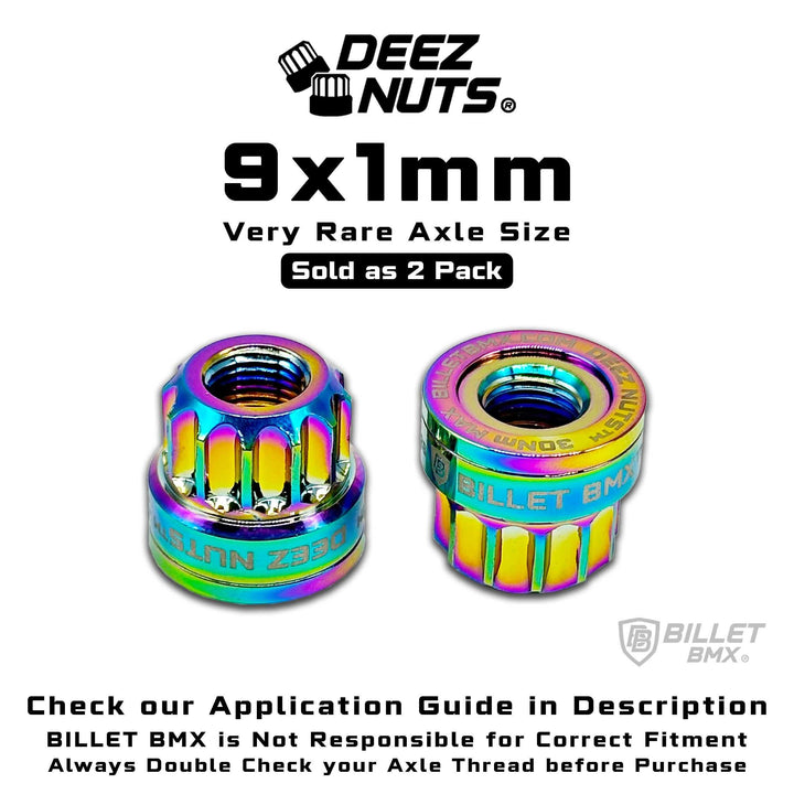 BILLET BMX Deez Nuts 12 Point Bike Axle Nuts 9x1mm SPECIAL SIZE FOR ZOOZ FRONT (2-Pack) Bicycle Axle Nut BIL-DZNUT-9X1-12-BLK