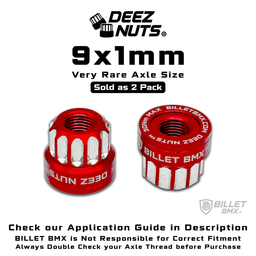 BILLET BMX Deez Nuts 12 Point Bike Axle Nuts 9x1mm SPECIAL SIZE FOR ZOOZ FRONT (2-Pack) Bicycle Axle Nut BIL-DZNUT-9X1-12-BLK