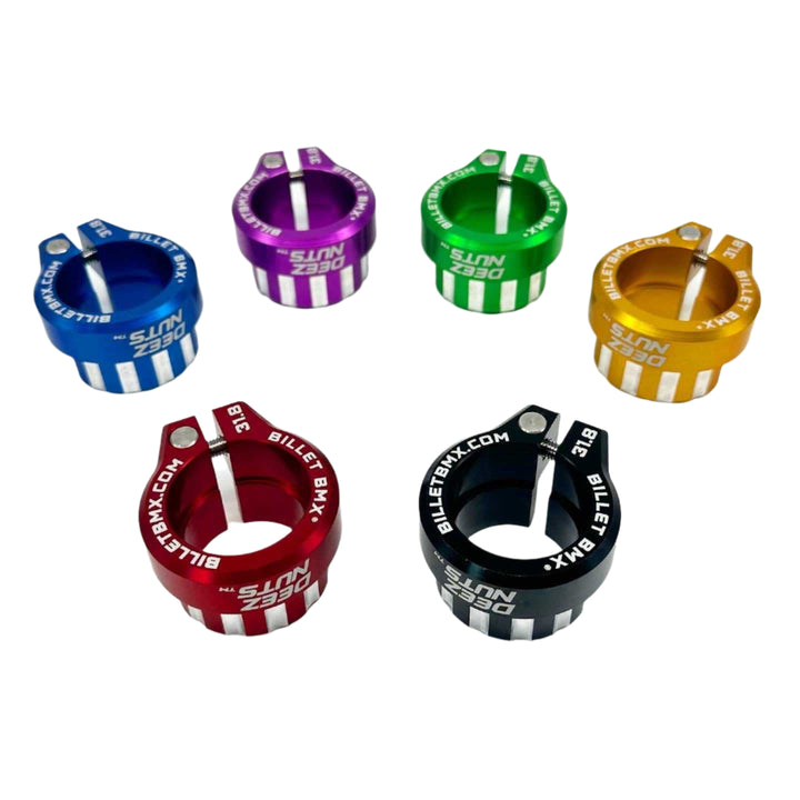 BILLET BMX™ DEEZ NUTS™ SEAT POST CLAMP 31.8mm SEAT POST CLAMP BIL-SCLAMP-DZNUTS-318/30-RED