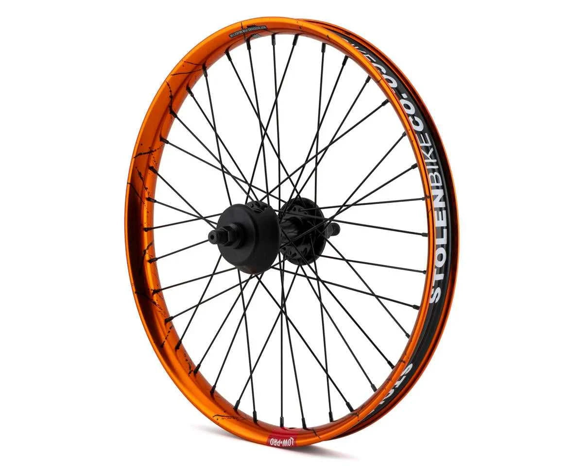 20" RAMPAGE PRO STREET REAR CASSETTE WHEEL, ORANGE / BLACK SPLATTER Bicycle Wheels S2497